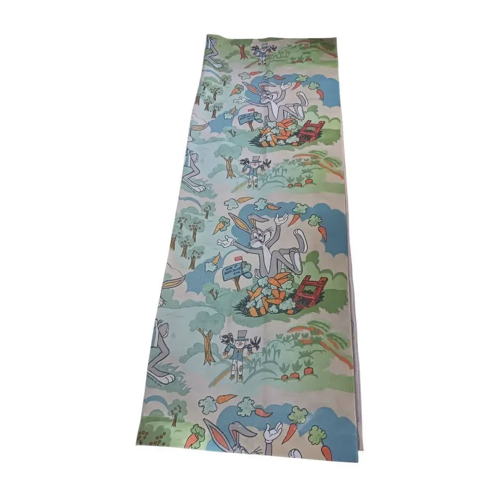 Real authentic 1976 Warner Brothers bugs bunny curtains repeated pattern RARE 63